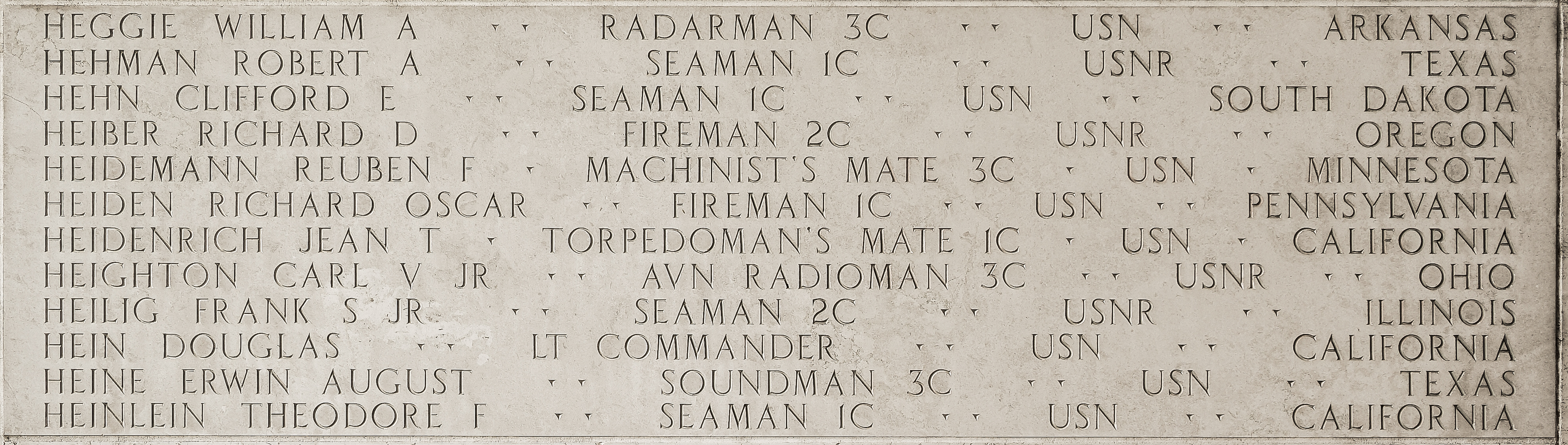 Richard Oscar Heiden, Fireman First Class